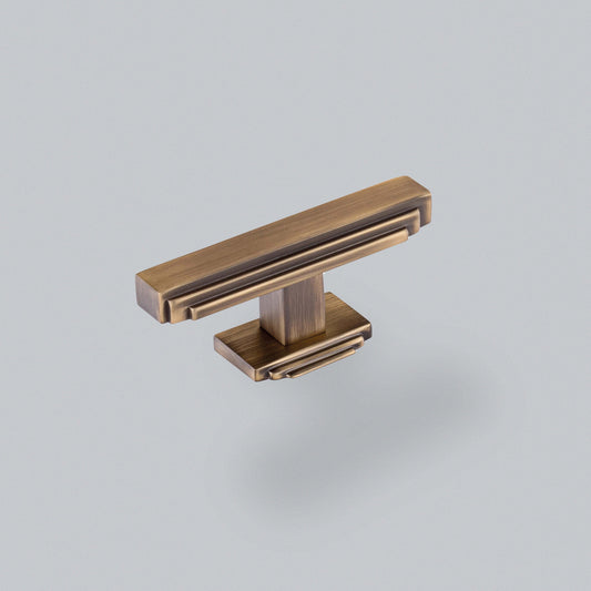 Fitzrovia T Bar Knob Dark Brushed Brass 82mm
