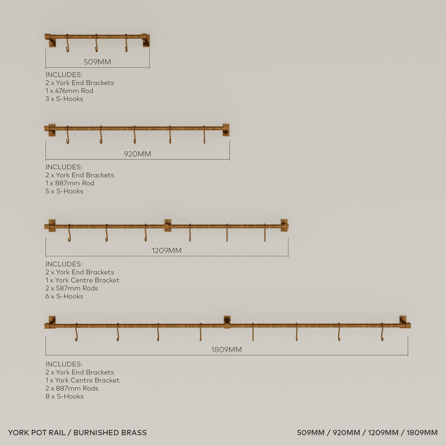 York Pot Rail Set